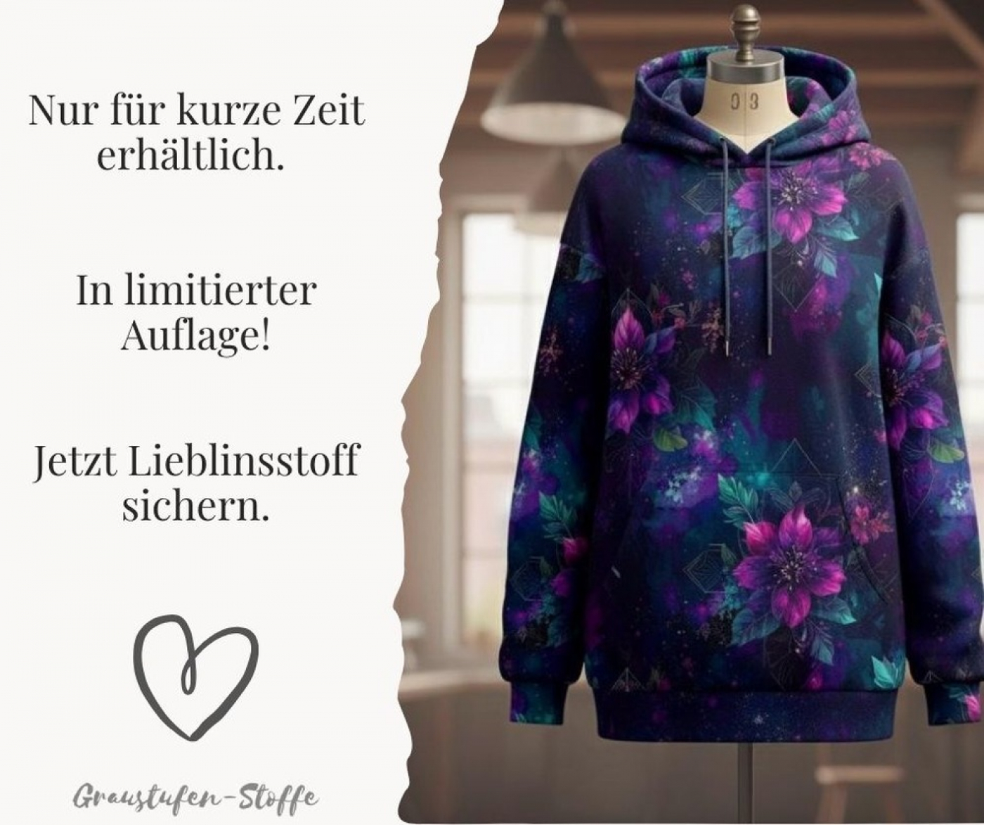 "Winternacht Kollektion": Eisblume Christmas Edition I Modal French Terry I mit Überbreite